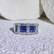 Natural Blue Sapphire Diamond Ring D1.27ct d0.73ct. 18K Royal Blue